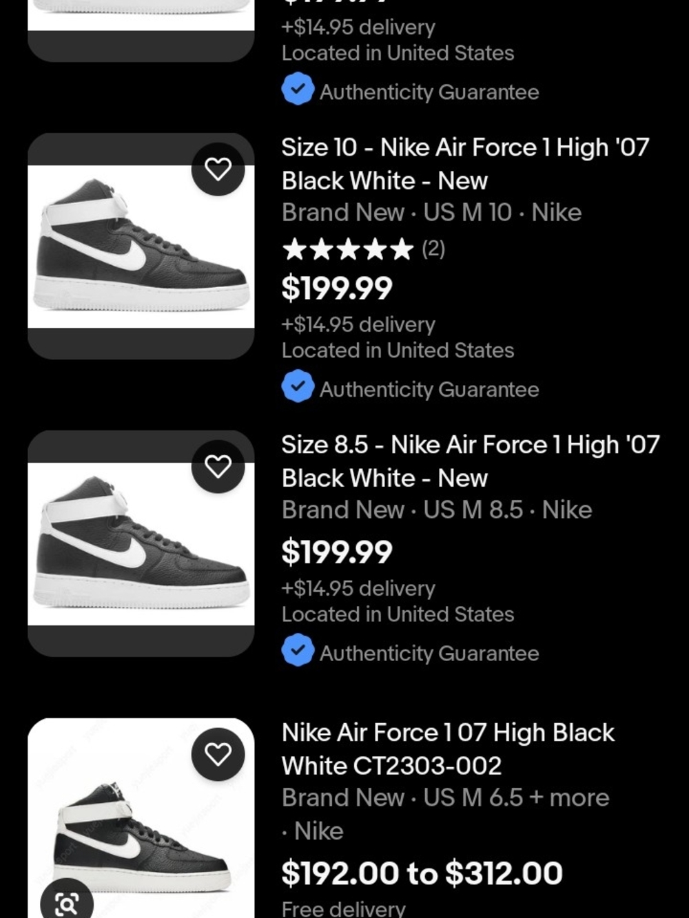 Nike Men’s Black and White High-Top Athletic Sneakers - Picture 10 of 11